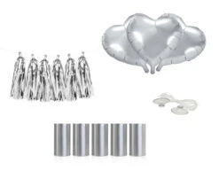 Auto Decoratie Set Bruiloft Hartjes Zilver