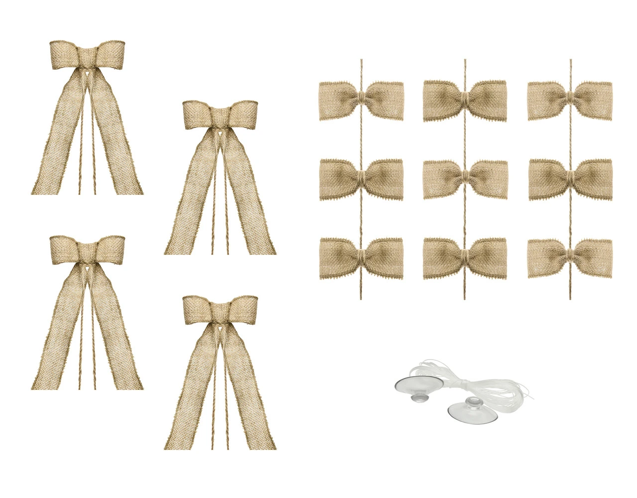 Auto Decoratie Set Bruiloft Jute Strikjes 1 Auto Decoratie Set Bruiloft Jute Strikjes