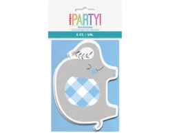 Baby Olifant Uitnodigingen Blauw 8st -Feestspullen Winkel baby olifant uitnodigingen blauw 8st 2