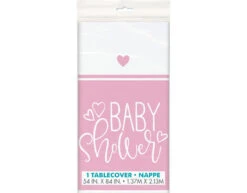Babyshower Tafelkleed Roze 2,13m -Feestspullen Winkel babyshower tafelkleed roze 213m 2