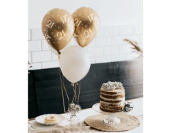 Ballonnen Congrats Goud Wit 30cm 6st -Feestspullen Winkel ballonnen congrats goud wit 30cm 6st 2