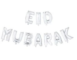 Ballonnen Letter Eid Mubarak Zilver Leeg 41cm