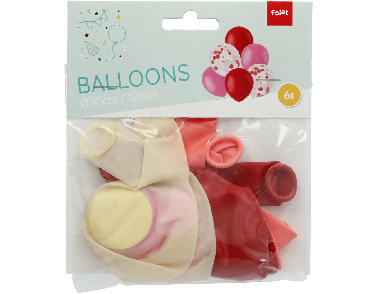 Ballonnen Mix Rood & Roze 30cm 6st 2 Ballonnen Mix Rood & Roze 30cm 6st - Afbeelding 2