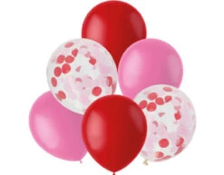 Ballonnen Mix Rood & Roze 30cm 6st