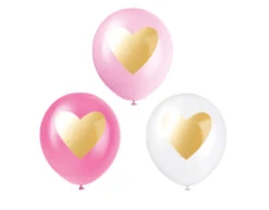 Ballonnen Roze Met Gouden Hart 30cm 6st