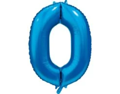 Blauwe Cijfer Ballon 0 Jaar Glans 86cm