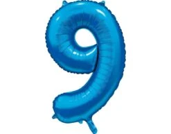 Blauwe Cijfer Ballon 9 Jaar Glans 86cm