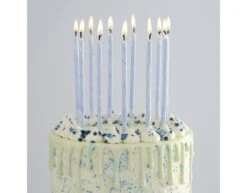 Blauwe Kaarsen Marmer 18cm 12st -Feestspullen Winkel blauwe kaarsen marmer 18cm 12st 2