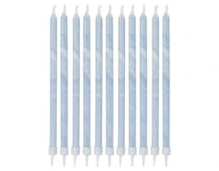 Blauwe Kaarsen Marmer 18cm 12st