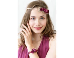 Bloemen Haarband Bordeaux Rood -Feestspullen Winkel bloemen haarband bordeaux rood 2