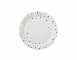 Borden Gouden Stippen Wit 20cm 8st