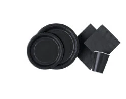 Borden Zwart 22cm 8st -Feestspullen Winkel borden zwart 22cm 8st 2