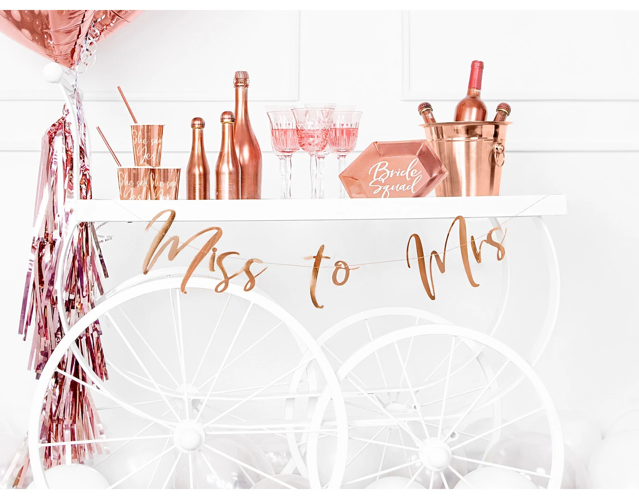 Bruiloft Slinger Miss To Mrs, Rose Goud 76cm 4 Bruiloft Slinger Miss To Mrs, Rose Goud 76cm - Afbeelding 4