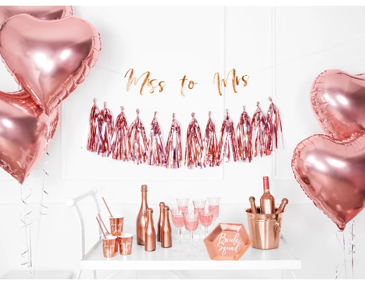 Bruiloft Slinger Miss To Mrs, Rose Goud 76cm 5 Bruiloft Slinger Miss To Mrs, Rose Goud 76cm - Afbeelding 5