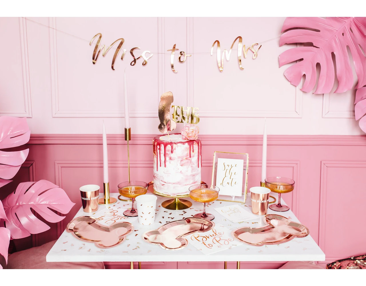 Bruiloft Slinger Miss To Mrs, Rose Goud 76cm 9 Bruiloft Slinger Miss To Mrs, Rose Goud 76cm - Afbeelding 9