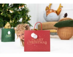 Cadeautas Merry Christmas Rood 32,5cm -Feestspullen Winkel cadeautas merry christmas rood 325cm 2