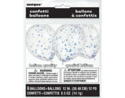 Confetti Ballonnen Blauw 30cm 6st -Feestspullen Winkel confetti ballonnen blauw 30cm 6st 3