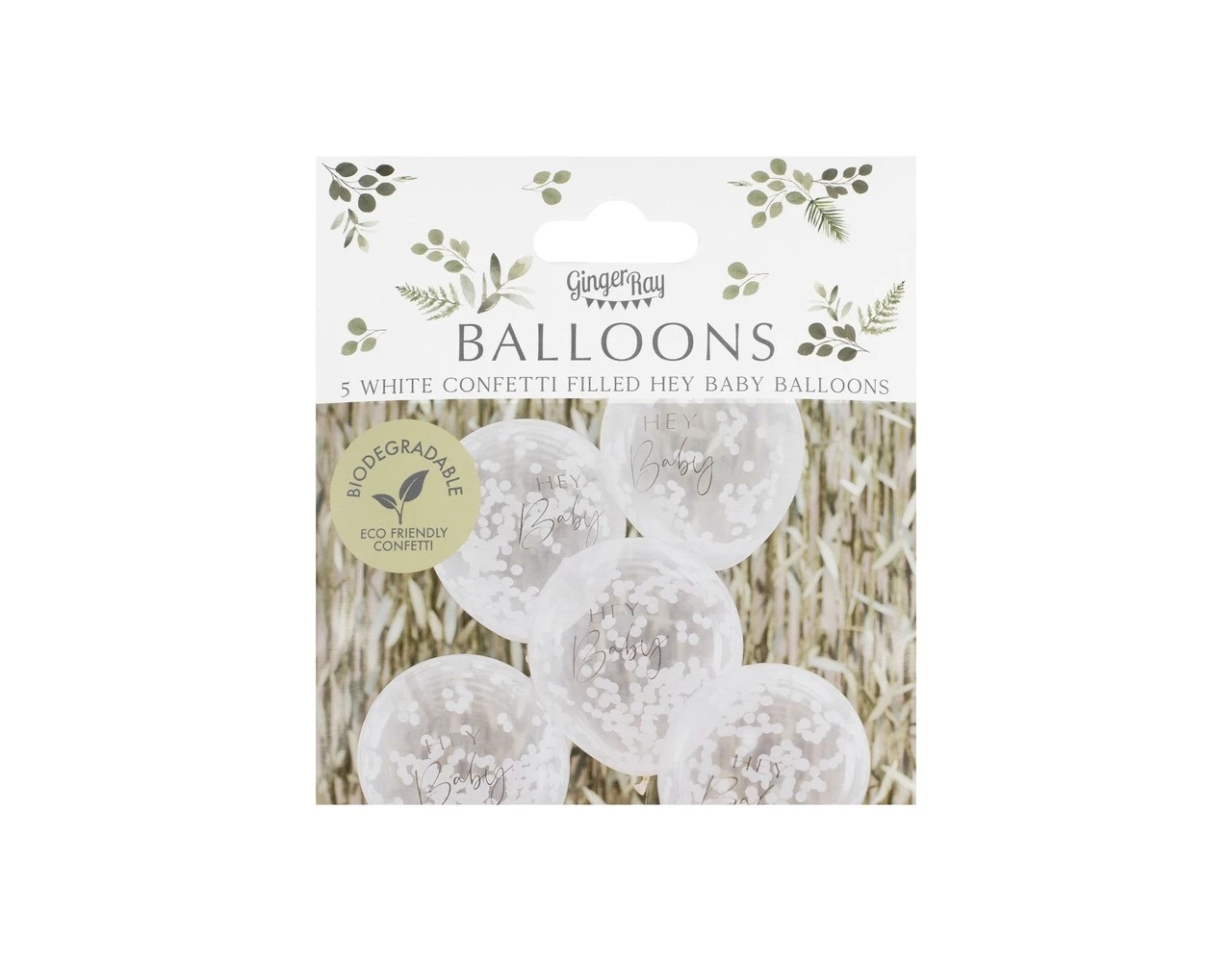 Confetti Ballonnen Hey Baby 30cm 5st 3 Confetti Ballonnen Hey Baby 30cm 5st - Afbeelding 3