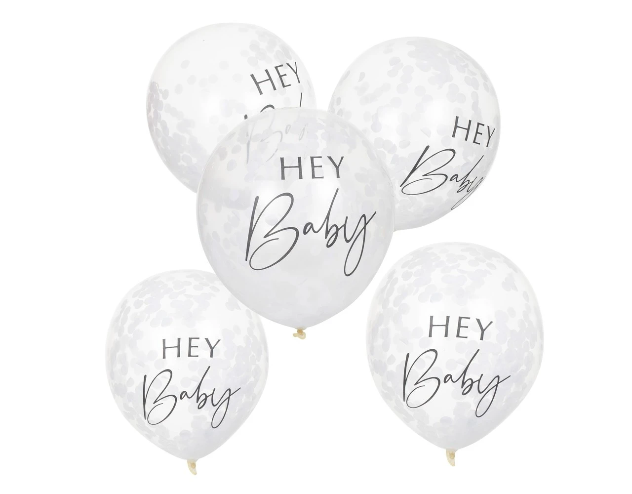 Confetti Ballonnen Hey Baby 30cm 5st 1 Confetti Ballonnen Hey Baby 30cm 5st