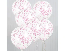 Confetti Ballonnen Roze 40cm 6st -Feestspullen Winkel confetti ballonnen roze 40cm 6st 2