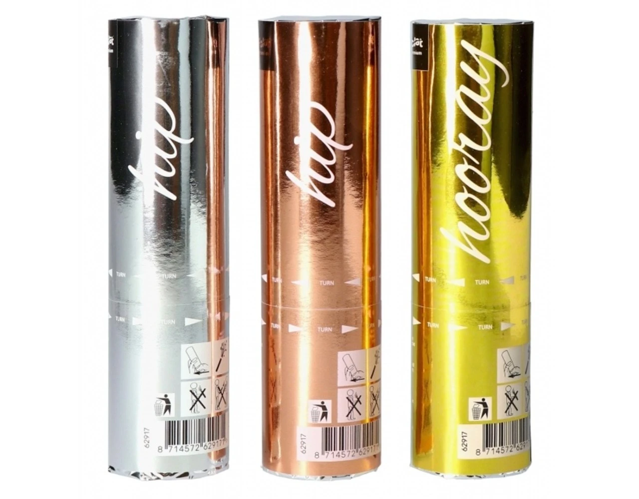 Confetti Kanonnen Set Metallic 15cm 3st 1 Confetti Kanonnen Set Metallic 15cm 3st