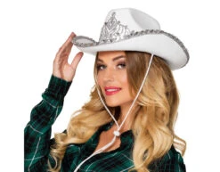Cowboyhoed Glitter Wit 39cm