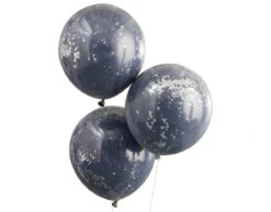 Donkerblauwe Confetti Ballonnen Dubbellaags 45cm 3st