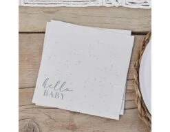 Eco Paper Napkins Hello Baby Cloud And Speckle Cream & Grey -Feestspullen Winkel eco paper napkins hello baby cloud and speckle cre 2