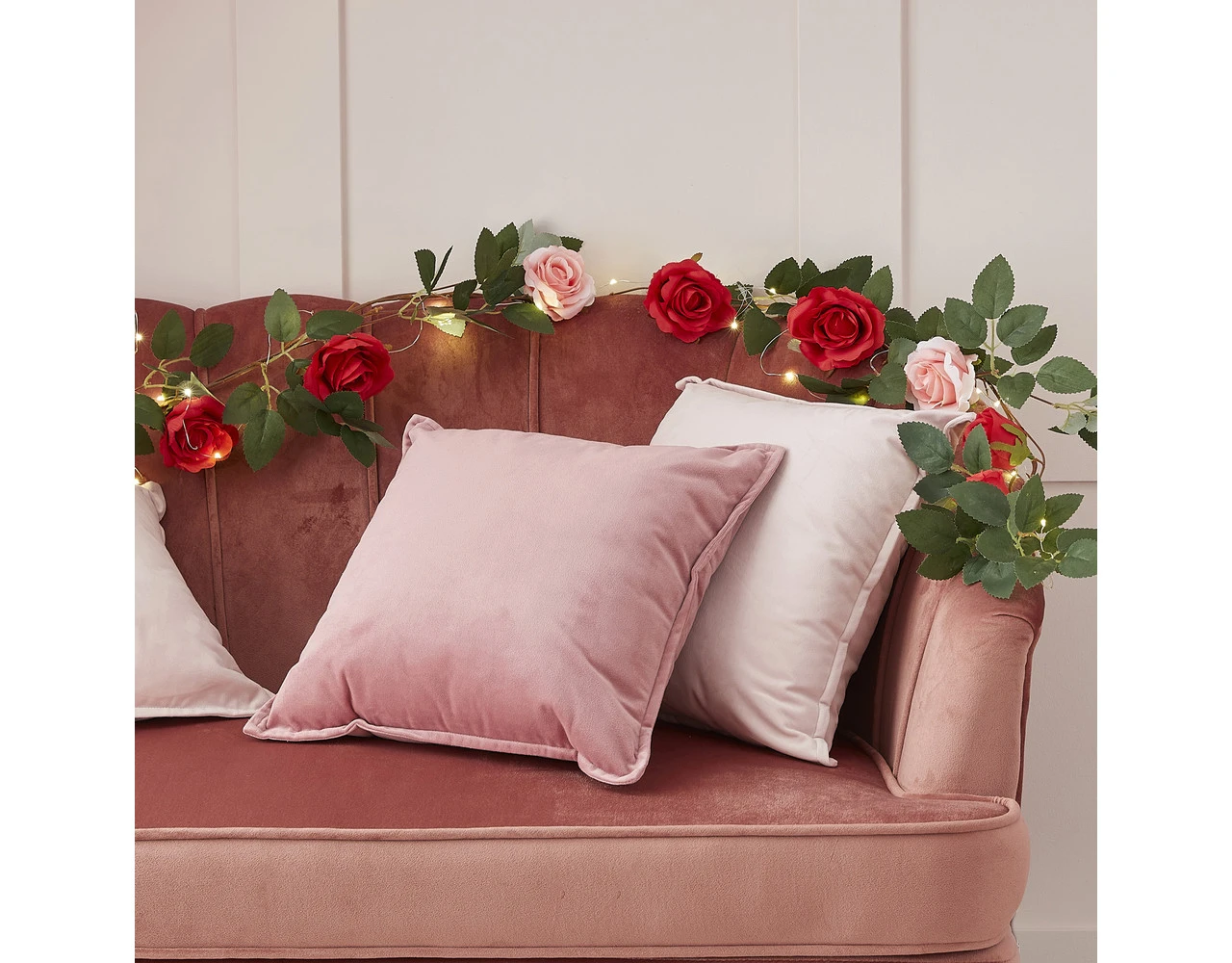 Foliage Garland Rose Garland With String Lights 4 Foliage Garland Rose Garland With String Lights - Afbeelding 4