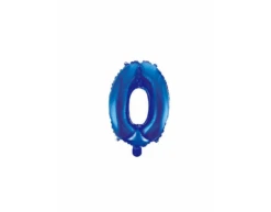 Folie Ballon Cijfer 0 Blauw 41cm Met Rietje