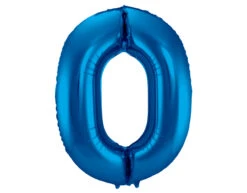 Folie Ballon Cijfer 0 Blauw Metallic XL 86cm Leeg