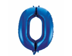 Folie Ballon Cijfer 0 Blauw XL 86cm Leeg