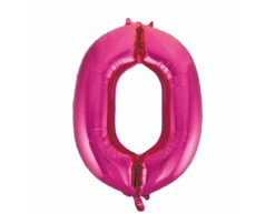 Folie Ballon Cijfer 0 Fuchsia XL 86cm Leeg