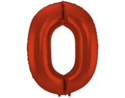 Folie Ballon Cijfer 0 Mat Rood XL 86cm Leeg