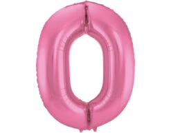 Folie Ballon Cijfer 0 Mat Roze XL 86cm Leeg