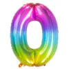 Folie Ballon Cijfer 0 Regenboog XL 81cm Leeg