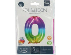 Folie Ballon Cijfer 0 Regenboog XL 81cm Leeg -Feestspullen Winkel folie ballon cijfer 0 regenboog xl 81cm leeg 3