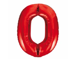 Folie Ballon Cijfer 0 Rood XL 86cm Leeg