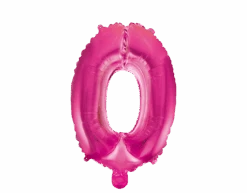 Folie Ballon Cijfer 0 Roze 41cm Met Rietje