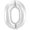 Folie Ballon Cijfer 0 Zilver Metallic XL 86cm Leeg