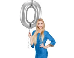 Folie Ballon Cijfer 0 Zilver Metallic XL 86cm Leeg -Feestspullen Winkel folie ballon cijfer 0 zilver metallic xl 86cm leeg 2