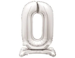 Folie Ballon Cijfer 0 Zilver Standaard 76cm