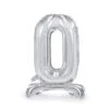 Folie Ballon Cijfer 0 Zilver Standaard Leeg 70cm