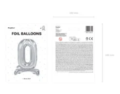 Folie Ballon Cijfer 0 Zilver Standaard Leeg 70cm -Feestspullen Winkel folie ballon cijfer 0 zilver standaard leeg 70cm 2