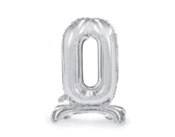 Folie Ballon Cijfer 0 Zilver Standaard Leeg 70cm