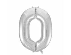 Folie Ballon Cijfer 0 Zilver XL 86cm Leeg