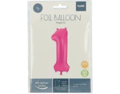 Folie Ballon Cijfer 1 Fuchsia Metallic XL 86cm Leeg -Feestspullen Winkel folie ballon cijfer 1 fuchsia metallic xl 86cm lee 3