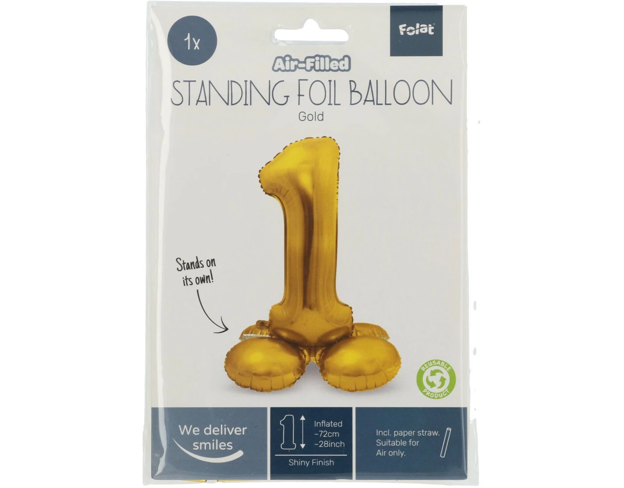 Folie Ballon Cijfer 1 Goud Met Standaard 72cm 2 Folie Ballon Cijfer 1 Goud Met Standaard 72cm - Afbeelding 2