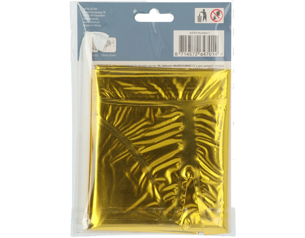 Folie Ballon Cijfer 1 Goud Met Standaard 72cm 3 Folie Ballon Cijfer 1 Goud Met Standaard 72cm - Afbeelding 3