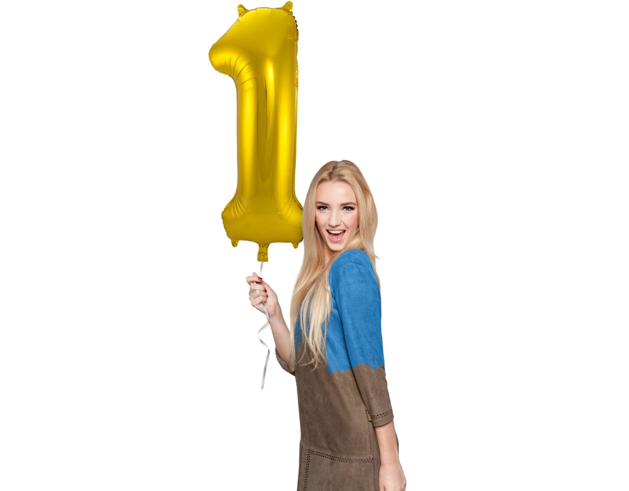 Folie Ballon Cijfer 1 Goud Metallic XL 86cm Leeg 3 Folie Ballon Cijfer 1 Goud Metallic XL 86cm Leeg - Afbeelding 3